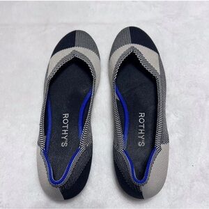 Rothy’s The Point Flat Captoe Houndstooth Black Grey Women’s Size 6 US